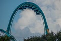 People having fun loop in amazing Kraken rollercoaster at Seaworld 64 Royalty Free Stock Photo