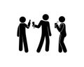 People having fun at a party, illustration drinking alcohol, stick figure man icon