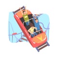 People Having Fun in Roller Coaster, Top View of Excited Young People Riding Small Fast Open Car in Amusement Park