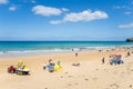 People Having Fun on a Sand Beach in Cornwall Royalty Free Stock Photo