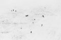 People having fun on the snow during December 2017 on Subasio mountain Umbria, Italy