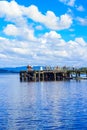 People having fun on a sunny day at the Luss Pier, Loch Lomond, Argylle and bute, Scotland, 21 July, 2016 Royalty Free Stock Photo