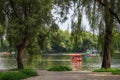 People having a good time on a boats in Beiling Park, Shenyang, Royalty Free Stock Photo