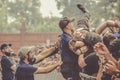 Metalhead during a crowdsurfing at a metal concert