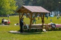 People having a good time in a sunny day in Golcuk Nature Park in Bolu Royalty Free Stock Photo
