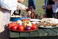 People having traditional countryside breakfast