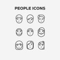People head avatar icon set in line style Royalty Free Stock Photo