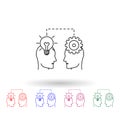 People in the head light bulb and gear multi color icon. Simple thin line, outline vector of idea icons for ui and ux, website or Royalty Free Stock Photo