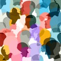 People heads. Color stylized people pattern, background. Vector illustration