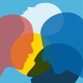 People heads in discussion. Vector ilustration