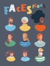 People heads and faces images collection. Royalty Free Stock Photo