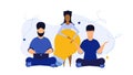 People health wellness vector relax business background. Mind wellbeing body icon consciousness care concept illustration. Workout