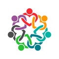 People in Heart Cooperative Teamwork Logo Illustration