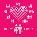 People with hearts, Happy family icons set Royalty Free Stock Photo