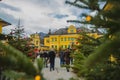 People in Heilbrunn palace during christkindl markt