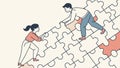 People Helping Puzzle, Teamwork Collaboration, vector design Generative AI Royalty Free Stock Photo