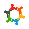 People Hexagon Group Teamwork Logo.