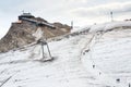 People hiking around Dachstein Hunerkogel mountain station, Alps, Austria Royalty Free Stock Photo