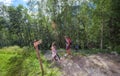 people hiking near the signage balise with direction to Chamonix