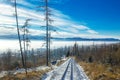 People hiking from Stary Smokovec to Hrebienok during the winter Royalty Free Stock Photo