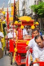 People hit Chinese traditional drum in Chinese dragon dance at Bangkok China Town