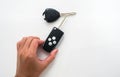 People hold car modern remote control replaced the broken old remote control Royalty Free Stock Photo