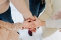 People Hold Hands Palm Up Together Unity Concept Royalty Free Stock Photo