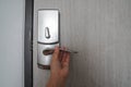 People hold the hotel luxury doorknob for bedroom entrance