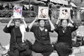 The people hold the portrait of King Bhumibol Adulyadej at Sanam Luang