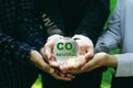 People holding earth environmentally together sustainable Save Earth. the Environment World Earth Day concept Royalty Free Stock Photo