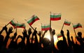 People Holding Flag of Bulgaria in Back Lit Royalty Free Stock Photo