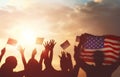 People holding the Flag of USA