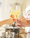 People holding glasses of champagne making a toast Royalty Free Stock Photo