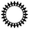 People holding hands and standing in a big circle, abstract symbol