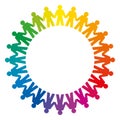People holding hands, forming a big rainbow circle Royalty Free Stock Photo