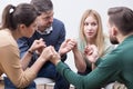 People holding hands on special group therapy Royalty Free Stock Photo