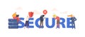 People Holding Shields Protect Server Or Hard Disks. Concept Of Secured Database, Service For Safe Storage Of User Data