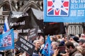 People holding signs and flags at the March Against Antisemitism, in central London UK during the Israel Gaza conflict.