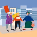 People picketing, protesting. Vector illustration