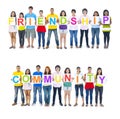 People Holding Word Friendship and Community Royalty Free Stock Photo