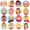 People in holes. Face in circular windows, emotional people greeting, smiling communicating characters. Avatars vector Royalty Free Stock Photo