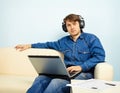 People at home listening to symphonic music Royalty Free Stock Photo