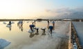 People on the Hon Khoi salt factory in Nha Trang, Vietnam