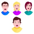 People horror faces vector extremely surprised young shock portrait frightened character emotions afraid expression