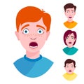 People horror faces vector extremely surprised young shock portrait frightened character emotions afraid expression Royalty Free Stock Photo