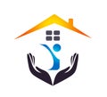 People house home logo Medical hands care clinic people new healthy life care logo design icon on white background.