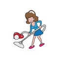 People house work woman vacuum