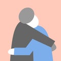 People hugging - square illustration in flat style. concept - parting, meeting. embrace
