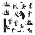 People hunting icon set. Vector. Royalty Free Stock Photo