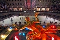 People ice skate at the famous lower plaza ice skating arena of